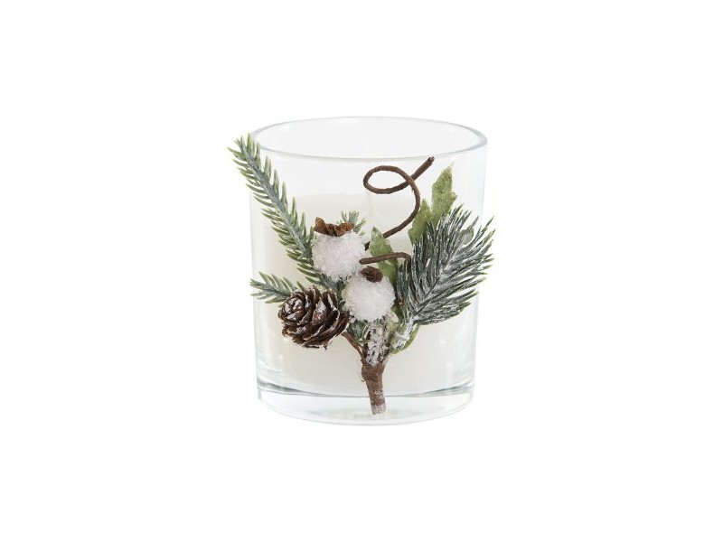 Свещ DKD Home Decor Бял Коледа 10,5 x 8,5 x 8,5 cm