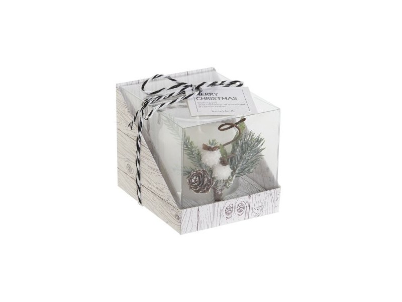 Свещ DKD Home Decor Бял Коледа 10,5 x 8,5 x 8,5 cm