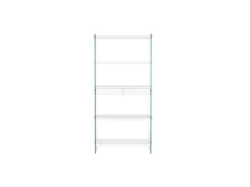Лавица DKD Home Decor Бял Прозрачен Кристал Дървен MDF 90 x 35 x 180 cm (1)