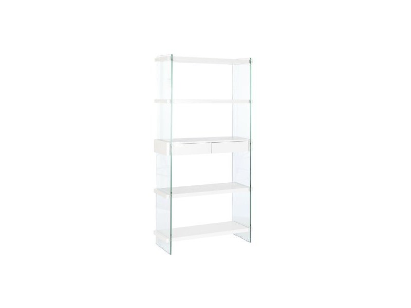 Лавица DKD Home Decor Бял Прозрачен Кристал Дървен MDF 90 x 35 x 180 cm (1)