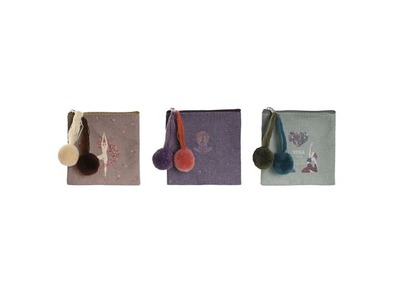 портмоне DKD Home Decor Кафяв Зелен Бургундия Yoga (3 броя)