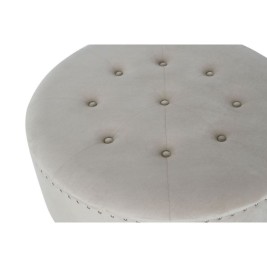Табуретка DKD Home Decor Бежов Сребрист полиестер Дървен MDF 80 x 80 x 43 cm