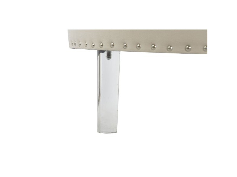 Табуретка DKD Home Decor Бежов Сребрист полиестер Дървен MDF 80 x 80 x 43 cm
