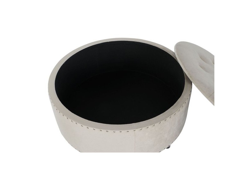 Табуретка DKD Home Decor Бежов Сребрист полиестер Дървен MDF 80 x 80 x 43 cm