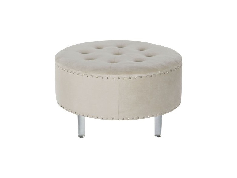 Табуретка DKD Home Decor Бежов Сребрист полиестер Дървен MDF 80 x 80 x 43 cm