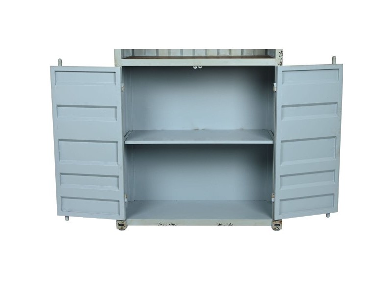 Лавица Home ESPRIT цвят тюркоаз Небесно синьо Метал Дървен MDF 87 x 44 x 168,5 cm