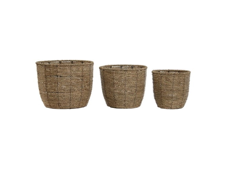 Комплект саксии Home ESPRIT Кафяв влакно Тропически 31 x 31 x 24 cm Комплект саксии Home ESPRIT Кафяв влакно Тропически 31 x 31 x 24 cm