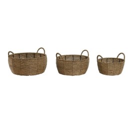 Комплект саксии Home ESPRIT Кафяв Метал влакно Тропически 34 x 33 x 15 cm