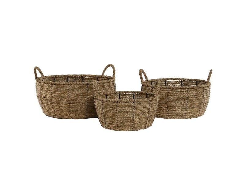 Комплект саксии Home ESPRIT Кафяв Метал влакно Тропически 34 x 33 x 15 cm