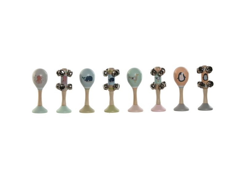 Музикална Играчка Home ESPRIT Дървен 11,5 x 2 x 15,5 cm Маракаси (4 броя)