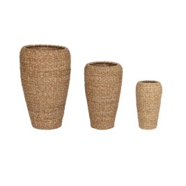 Комплект саксии Home ESPRIT Естествен Метал Естествено влакно Bali 43 x 43 x 70 cm (3 Части)