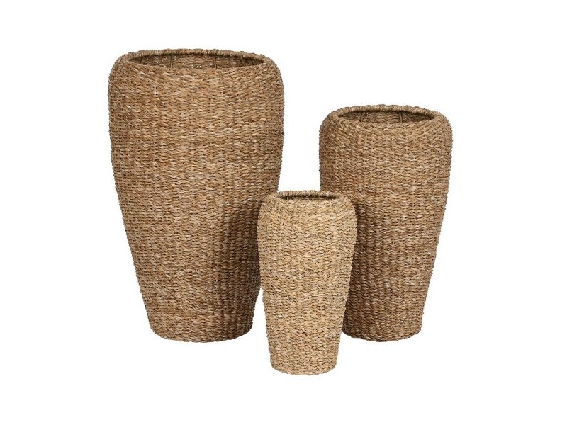 Комплект саксии Home ESPRIT Естествен Метал Естествено влакно Bali 43 x 43 x 70 cm (3 Части)