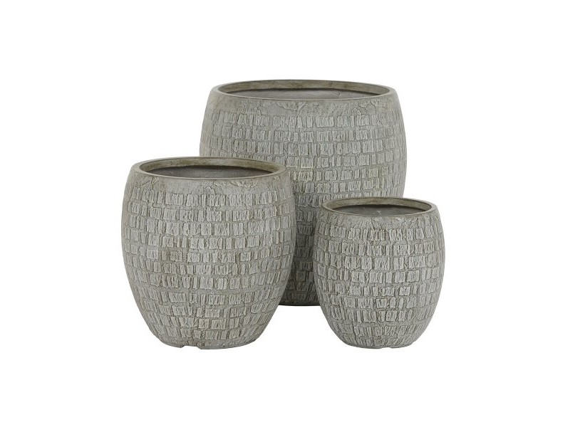 Комплект саксии Home ESPRIT Сив Фибростъкло Магнезиев 55 x 55 x 55,5 cm (3 броя)