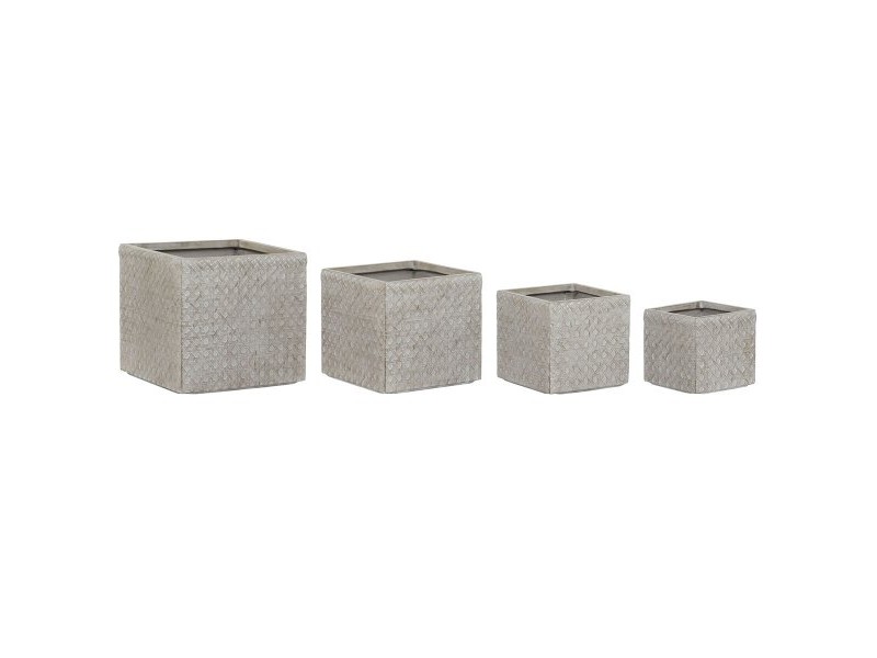 Комплект саксии Home ESPRIT Бежов Фибростъкло Магнезиев 44,5 x 44,5 x 42,5 cm (4 броя)