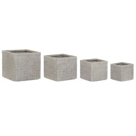 Комплект саксии Home ESPRIT Бежов Фибростъкло Магнезиев 44,5 x 44,5 x 42,5 cm (4 броя)