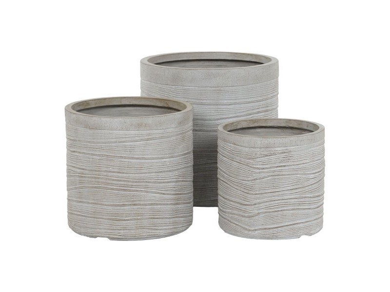 Комплект саксии Home ESPRIT Бежов Фибростъкло Магнезиев 44,5 x 44,5 x 44 cm (3 броя)