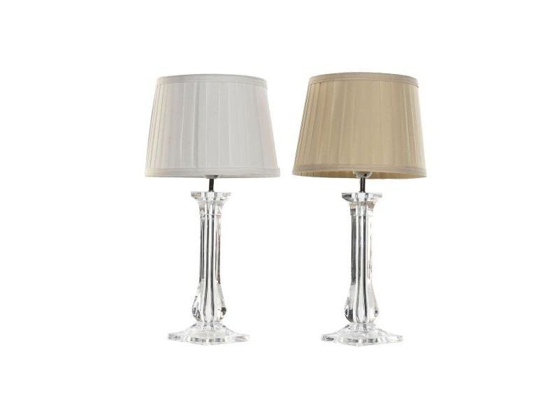 Настолна лампа Home ESPRIT Бял Бежов Метал 60 W 220 V 25 x 25 x 50 cm (2 броя)