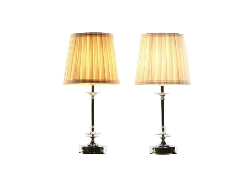 Настолна лампа Home ESPRIT Бял Бежов Метал 25 W 220 V 20 x 20 x 43 cm (2 броя)