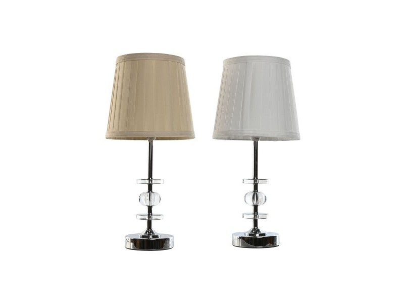 Настолна лампа Home ESPRIT Бял Бежов Металик Метал 25 W 220 V 20 x 20 x 43 cm (2 броя)