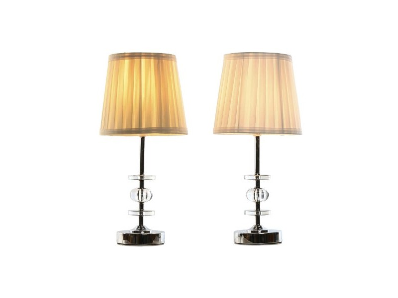 Настолна лампа Home ESPRIT Бял Бежов Металик Метал 25 W 220 V 20 x 20 x 43 cm (2 броя)