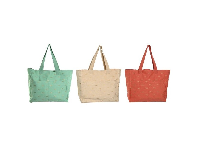 Дамска Чанта Home ESPRIT Син Зелен Бежов Корал 55 x 14 x 35 cm (3 броя)