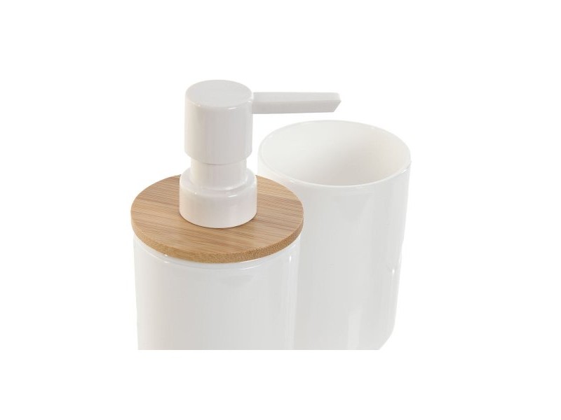 Комплект за Баня Home ESPRIT Бял Естествен Бамбук полистирен 7 x 7 x 16 cm
