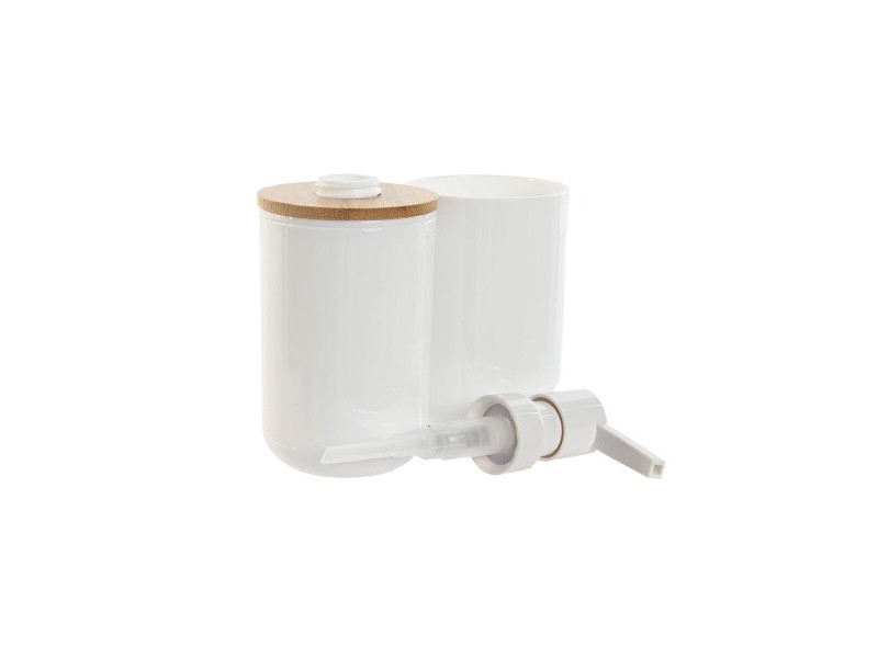 Комплект за Баня Home ESPRIT Бял Естествен Бамбук полистирен 7 x 7 x 16 cm