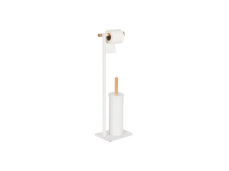 Поставка за Тоалетна Хартия Home ESPRIT Бял Естествен Метал Бамбук 22 x 16 x 68 cm