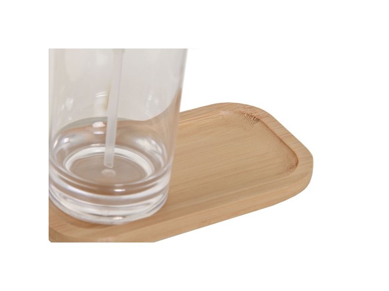 Комплект за Баня Home ESPRIT Прозрачен Естествен Бамбук Алуминий полистирен 16 x 9 x 18 cm