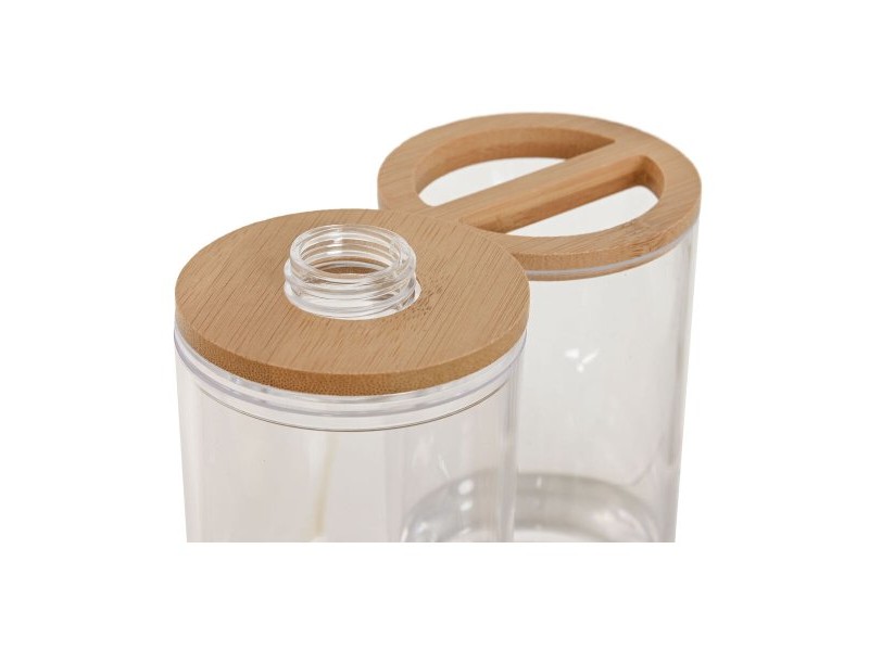 Комплект за Баня Home ESPRIT Прозрачен Естествен Бамбук Алуминий полистирен 16 x 9 x 18 cm