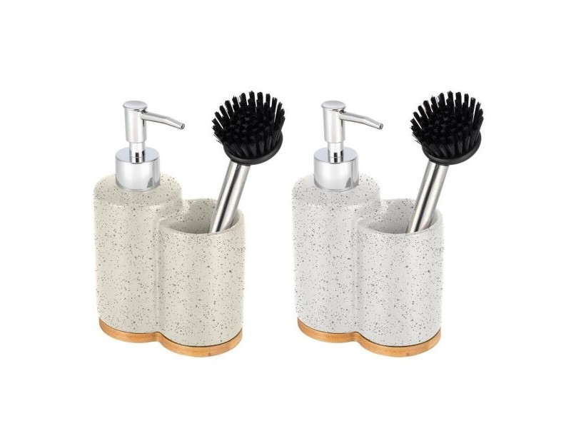 Cапунерка Home ESPRIT Бежов Сив Сребрист Бамбук Неръждаема стомана Dolomite 11,5 x 6,5 x 18,5 cm (2 броя)