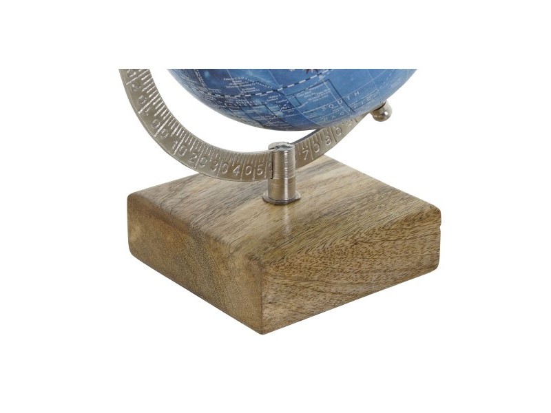 Глобус Home ESPRIT Син Кафяв PVC Дърво манго 14 x 12 x 20 cm