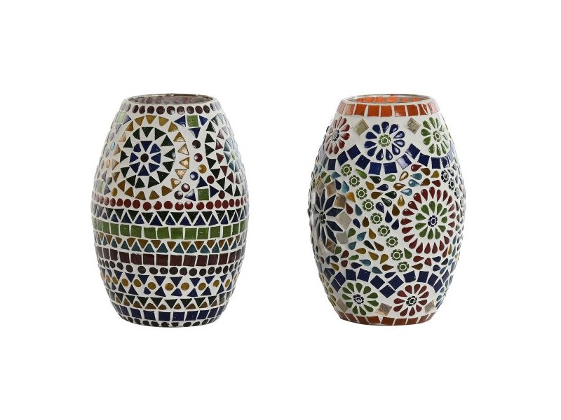 Настолна лампа Home ESPRIT Многоцветен Алуминий Кристал 220 V 14 x 14 x 19 cm (2 броя)