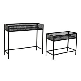 Комплект саксии Home ESPRIT Черен Метал 70 x 25 x 60 cm