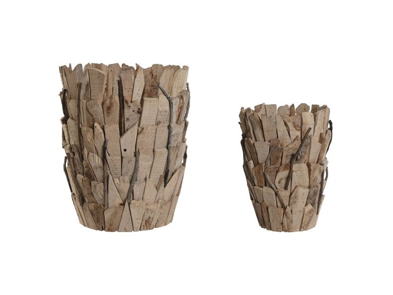 Комплект саксии Home ESPRIT Кафяв Дърво от пауловния 35 x 35 x 45 cm (2 Части)