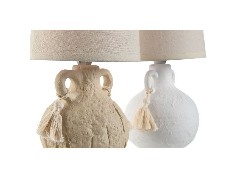 Настолна лампа Home ESPRIT Бял Бежов Керамика 220 V 15 x 15 x 28 cm (2 броя)