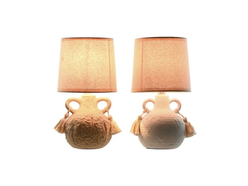 Настолна лампа Home ESPRIT Бял Бежов Керамика 220 V 15 x 15 x 28 cm (2 броя)
