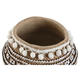 Саксия Home ESPRIT Бял Кафяв Бежов Светло кафяв Цимент Тропически 25 x 25 x 18 cm