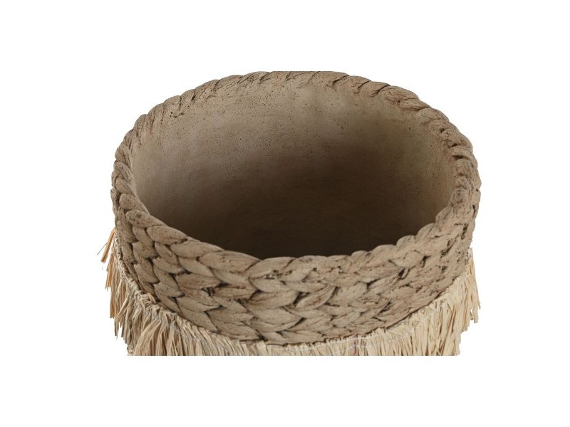 Комплект саксии Home ESPRIT Кафяв Рафия Цимент Тропически 23 x 22 x 25 cm