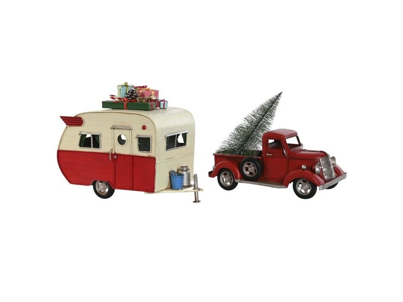 Коледна Украса Home ESPRIT Червен Караван 73 x 19 x 28,5 cm