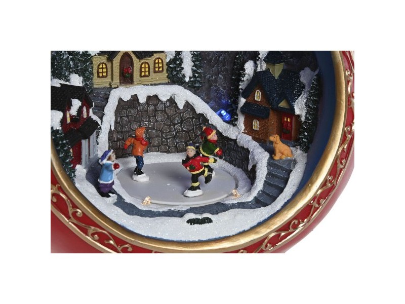 Коледна Украса Home ESPRIT Червен Златен Музикален 26,5 X 24 X 27 cm