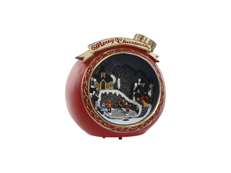 Коледна Украса Home ESPRIT Червен Златен Музикален 26,5 X 24 X 27 cm