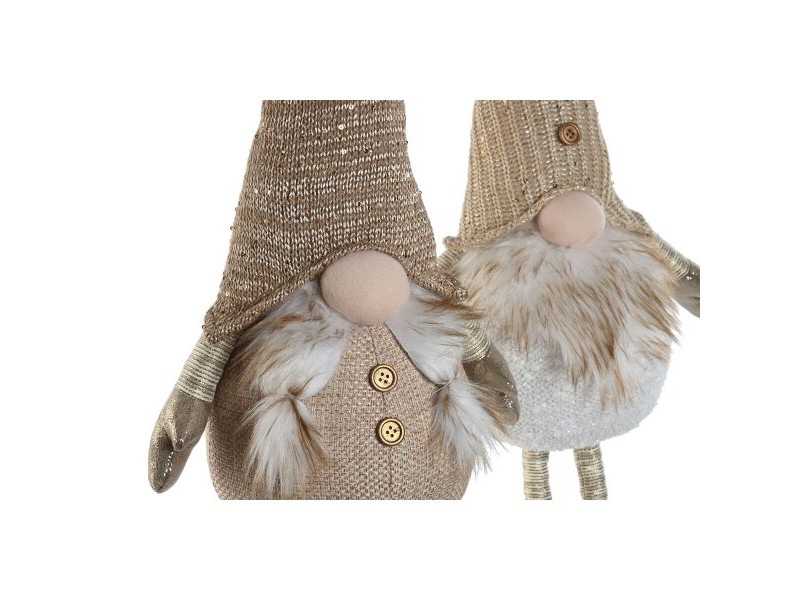 Коледна Украса Home ESPRIT Бял Бежов Гном 30 x 20 x 58 cm (2 броя)