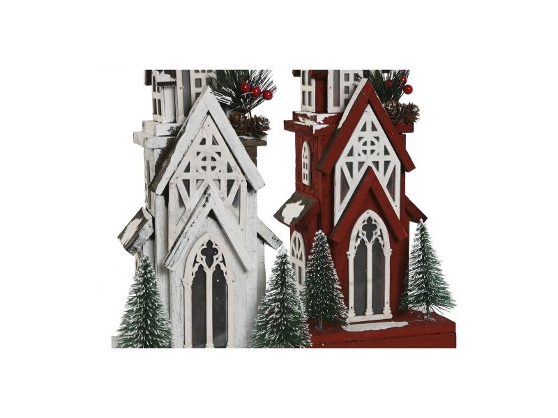 Коледна Украса Home ESPRIT Бял Червен 16 x 14 x 63 cm (2 броя)