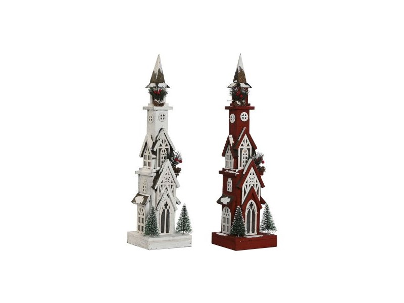 Коледна Украса Home ESPRIT Бял Червен 16 x 14 x 63 cm (2 броя)