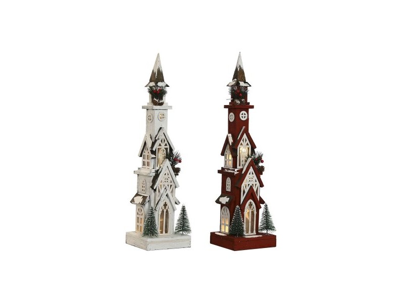 Коледна Украса Home ESPRIT Бял Червен 16 x 14 x 63 cm (2 броя)
