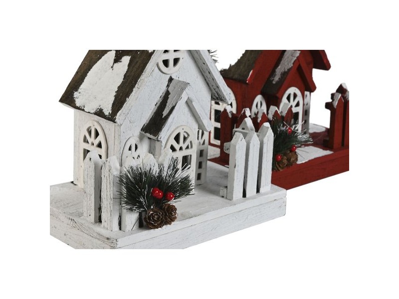 Коледна Украса Home ESPRIT Бял Червен 27 x 18 x 56 cm (2 броя)
