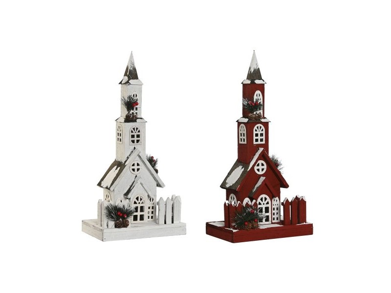 Коледна Украса Home ESPRIT Бял Червен 27 x 18 x 56 cm (2 броя)