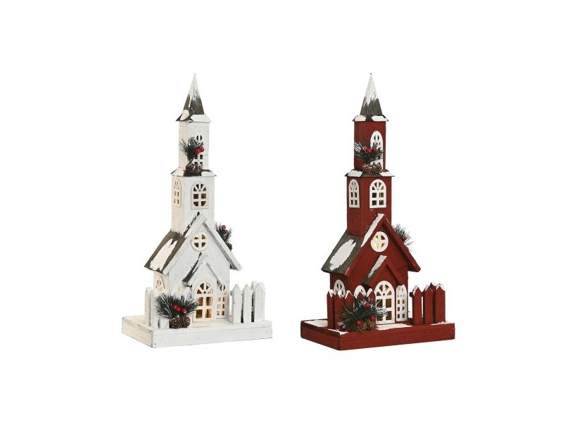Коледна Украса Home ESPRIT Бял Червен 27 x 18 x 56 cm (2 броя)