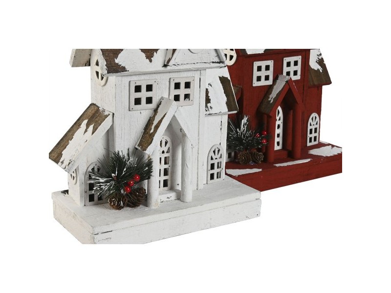 Коледна Украса Home ESPRIT Бял Червен 26 x 14 x 32 cm (2 броя)